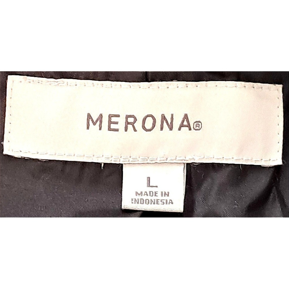 Dark Academia Merona Blazer Women Large Black Cotton Satin Trim Button Front - Picture 3 of 9